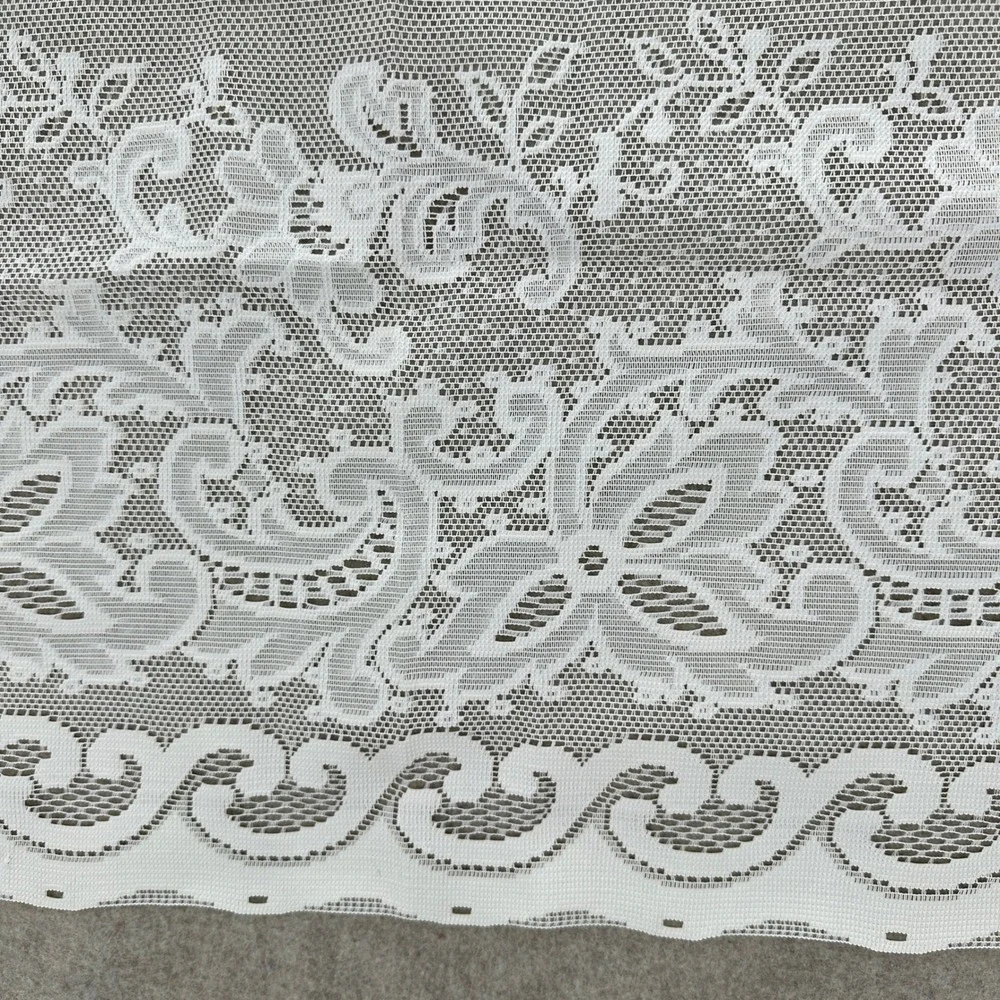 VTG White Floral Lace Window Valance Panel Sheer Curtain 58x17‎